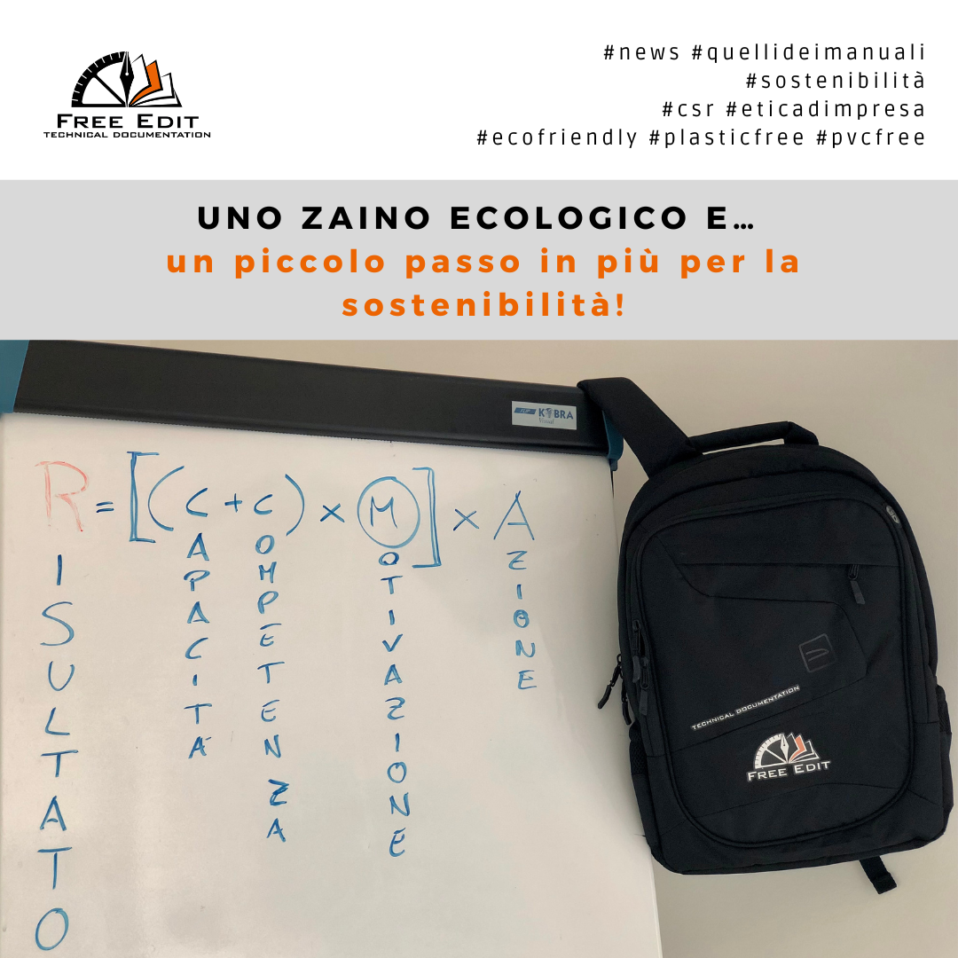 FREE EDIT - UNO ZAINO ECOLOGICO E UN PICCOLO PASSO IN PIÙ PER LA SOSTENIBILITÀ