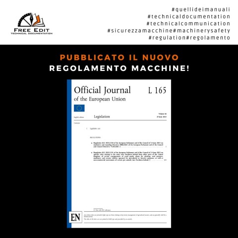 PUBBLICATO IL NUOVO REGOLAMENTO UE 2023-1230 MACCHINE