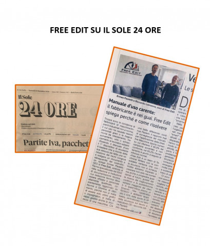 MANUALE D'USO CARENTE: IL FABBRICANTE È NEI GUAI. FREE EDIT SPIEGA SU "IL SOLE 24 ORE" PERCHÉ E COME RISOLVERE